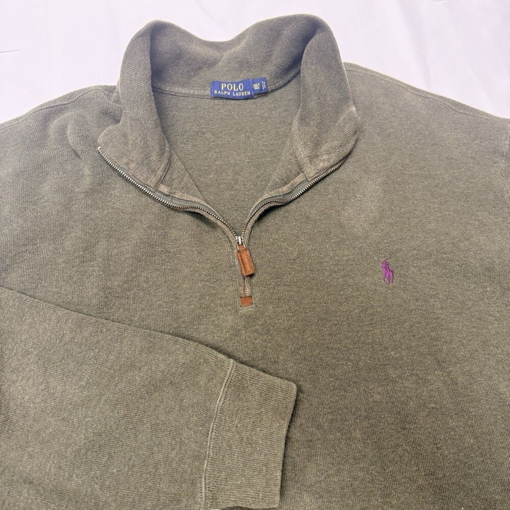 Polo Ralph Lauren 1/4 Zip Men's 3XLT 3XL Tall Sage Green Pullover Zip Sweater